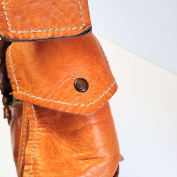 Francesco Biasia Women's Burnt Orange Multi Pocket Italian Leather Hand Bag - Picture 4 of 13
